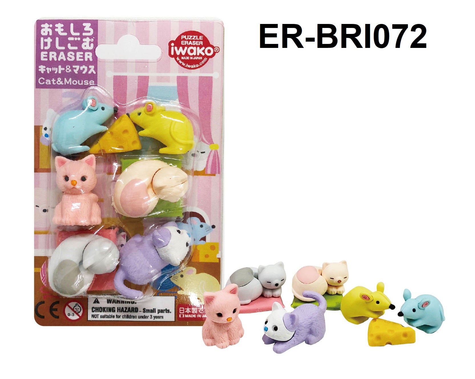 IWAKO FANCY ERASER CAT & MOUSE ER-BRI072
