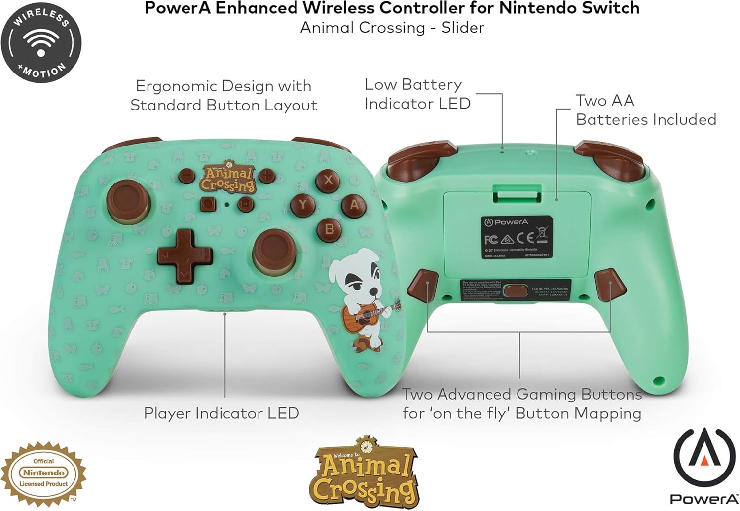 PowerA Enhanced Wireless Controller for Nintendo Switch - Animal Crossing: K.K. Slider (Officially Licensed)