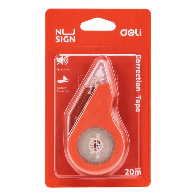 DELI NUSIGN CORRECTION TAPE 5MMX20M RED ENS159