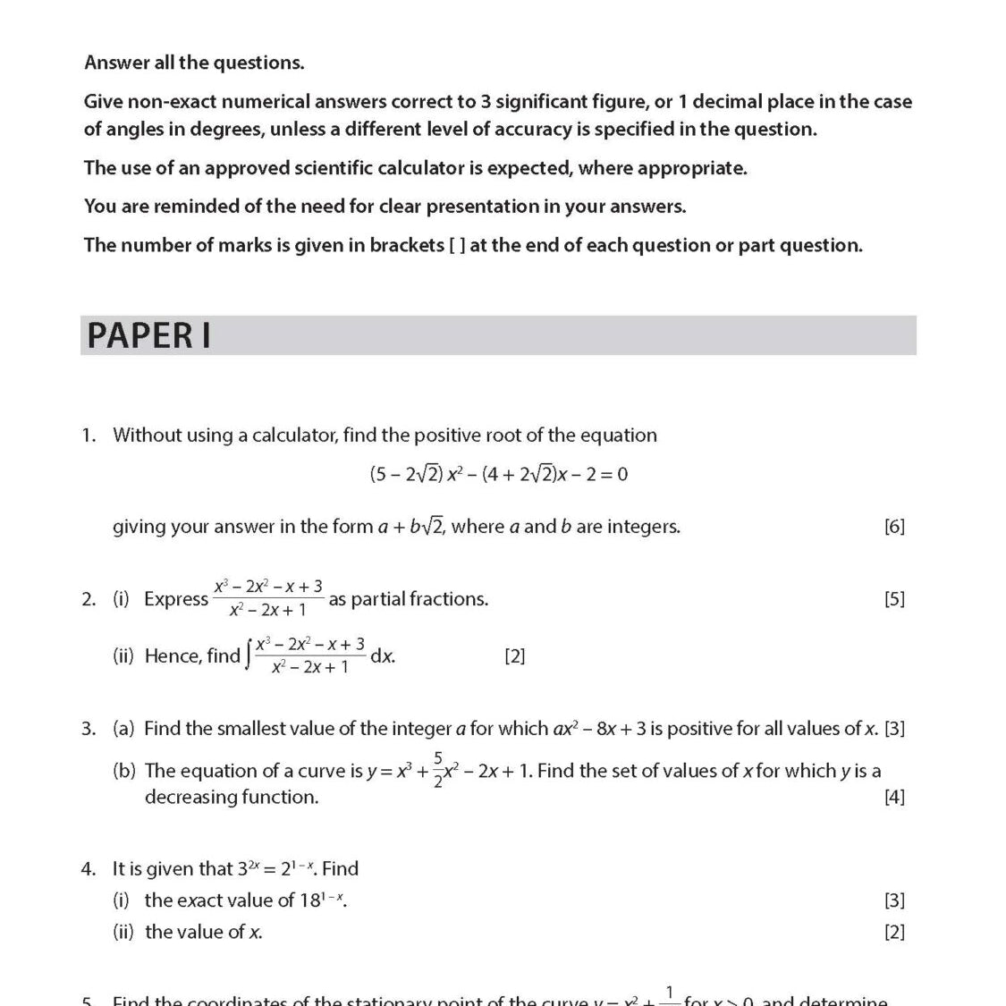 GCE O-Level / G3 Additional Mathematics Practice Papers with Full Solutions