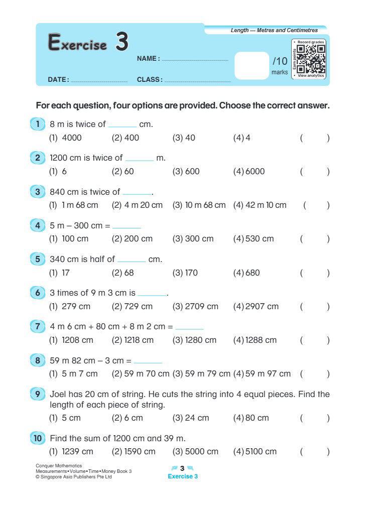 Conquer Mathematics Measurements . Volume . Time . Money Workbook 3