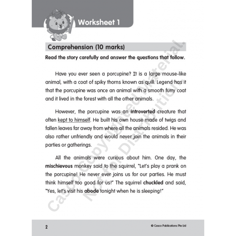 English Comprehension Worksheets Primary 3