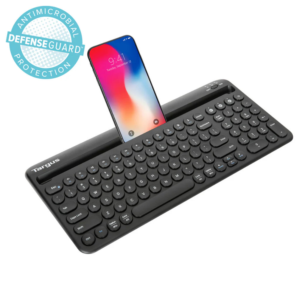 TARGUS Multi-Device Bluetooth® Antimicrobial Keyboard with Tablet/Phone Cradle (Black)