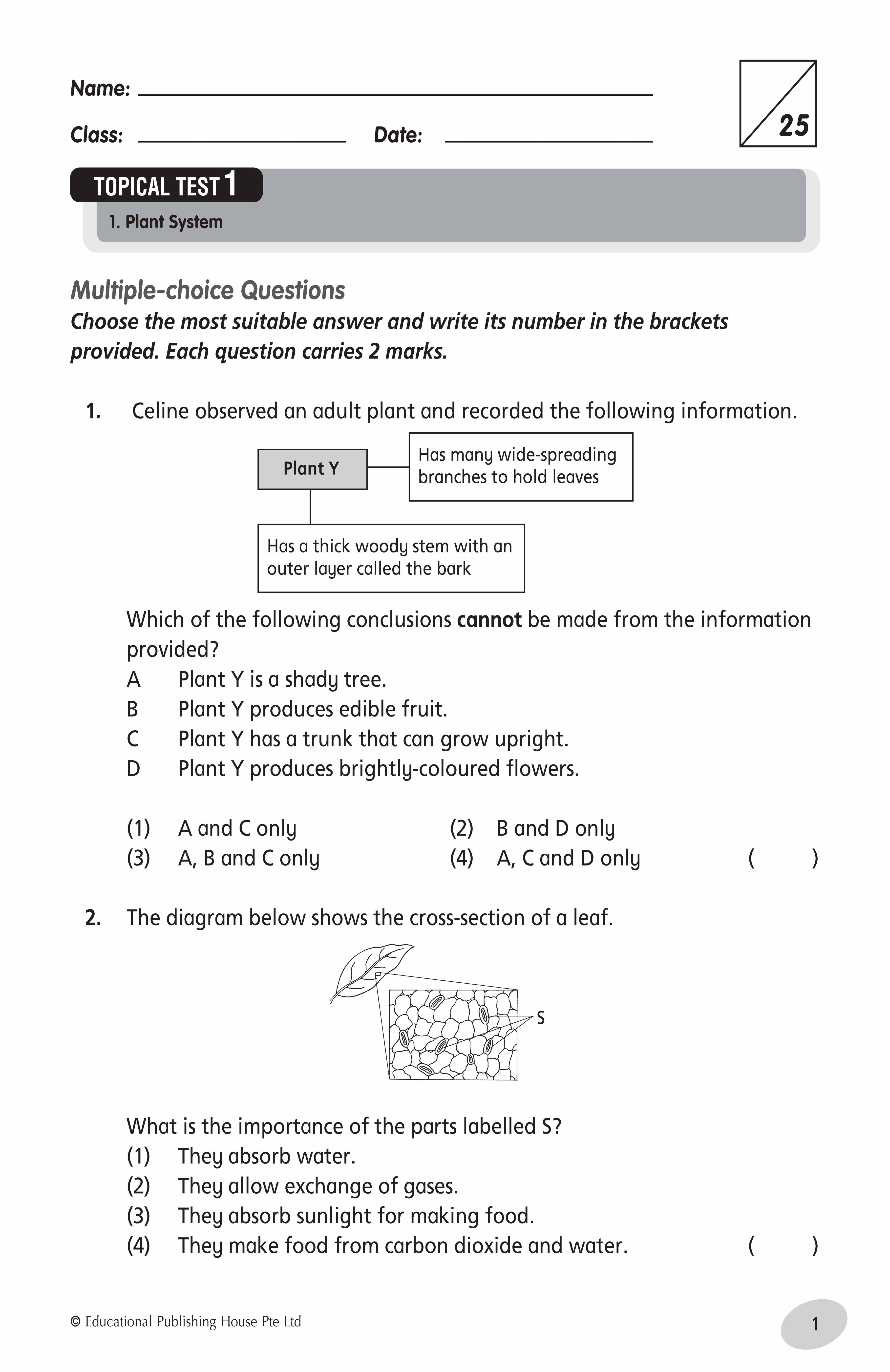 Primary 4 Science Tests – Popular Book Company Pte Ltd