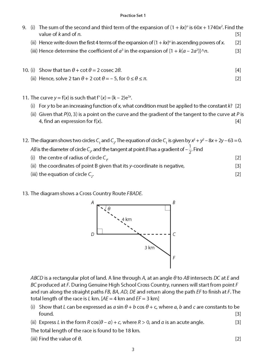 GCE O-Level / G3 Additional Mathematics Practice Papers with Full Solutions