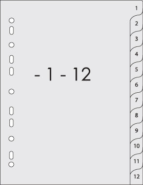 Pp Index Divider (1-12) Grey Tabs