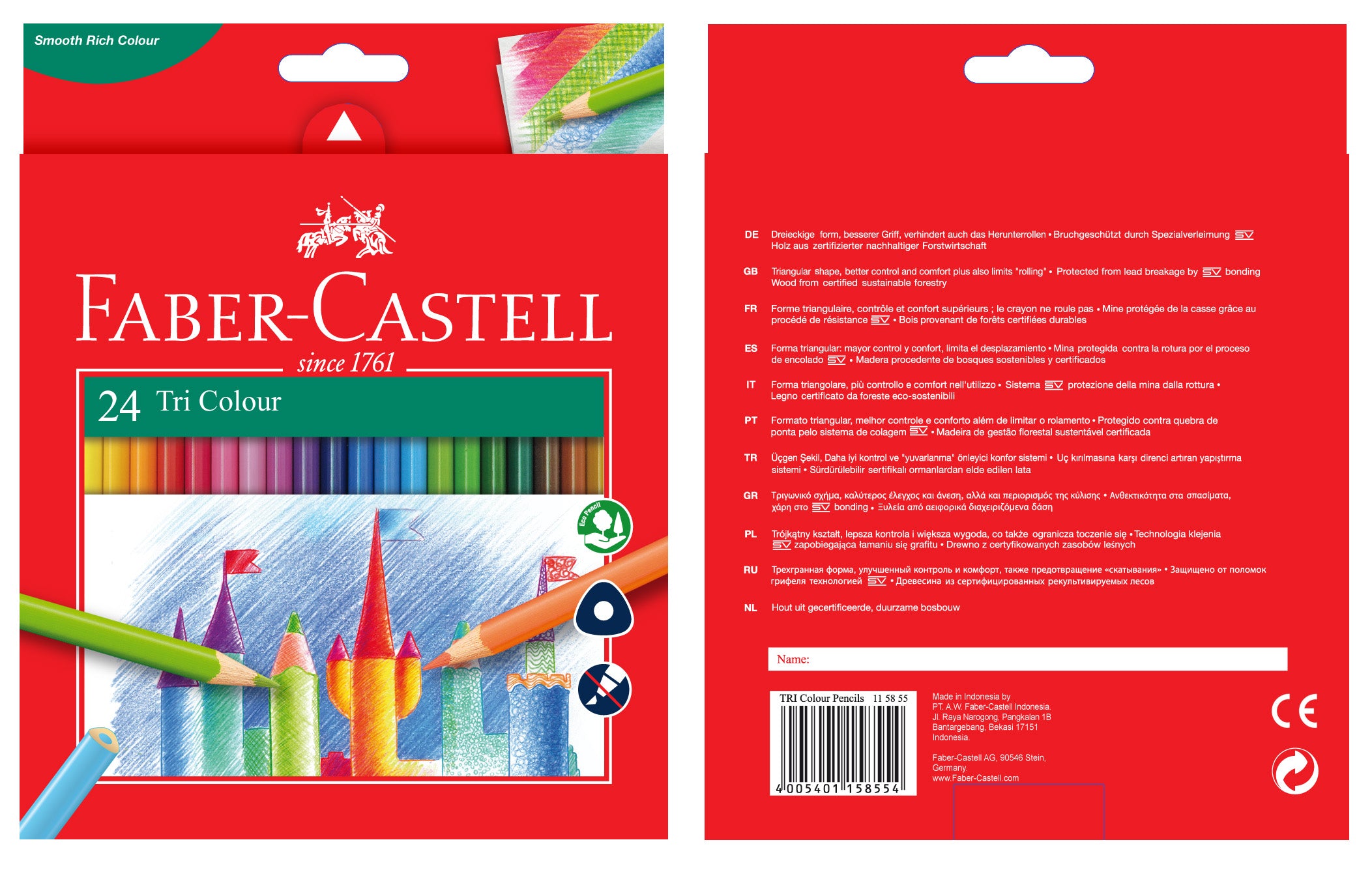 Faber-Castell Triangular Colour Pencils, 24 Colours-115855