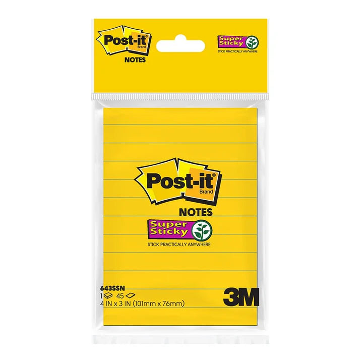 Post-it® 643-HB-SSN-UY Super Sticky Line Note 4x3", Yellow