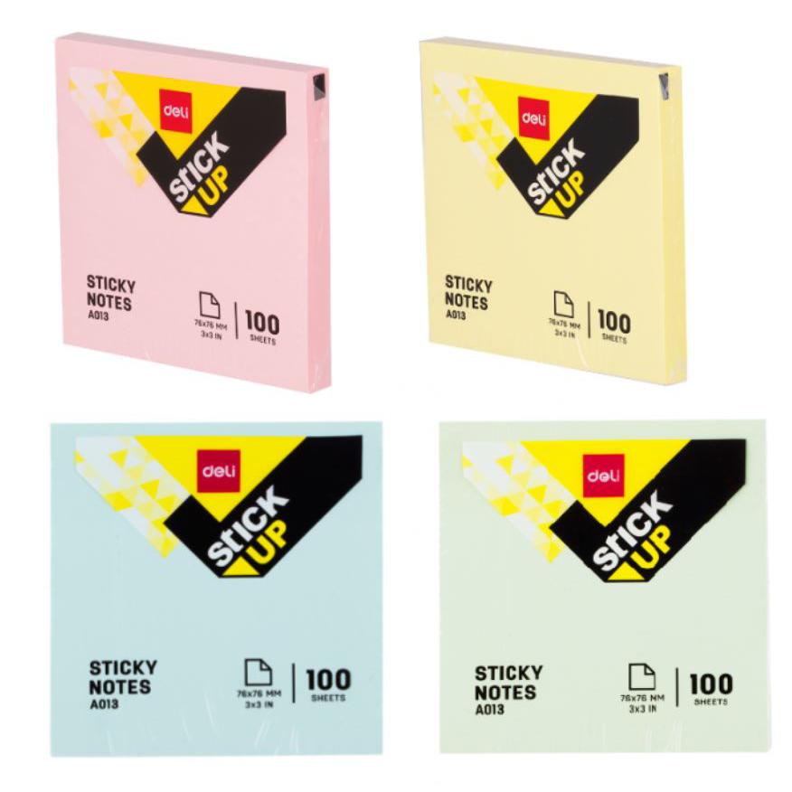 DELI STICKY NOTES 3'X3' 100'S (ASSORTED COLOURS)