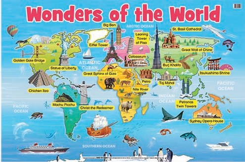 Wonders of the World - Educational Wall Poster