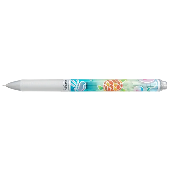 Pentel Energel Nature Retractable Gel Pen 0.5mm – Limited Edition Series (Black Ink) – Sea Turtle & Jellyfish (BLN75OA4-A)