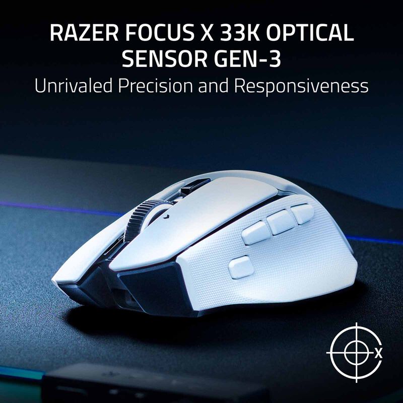 Razer Basilisk V4 HyperSpeed Customizable Wireless Ergonomic Gaming Mouse - White