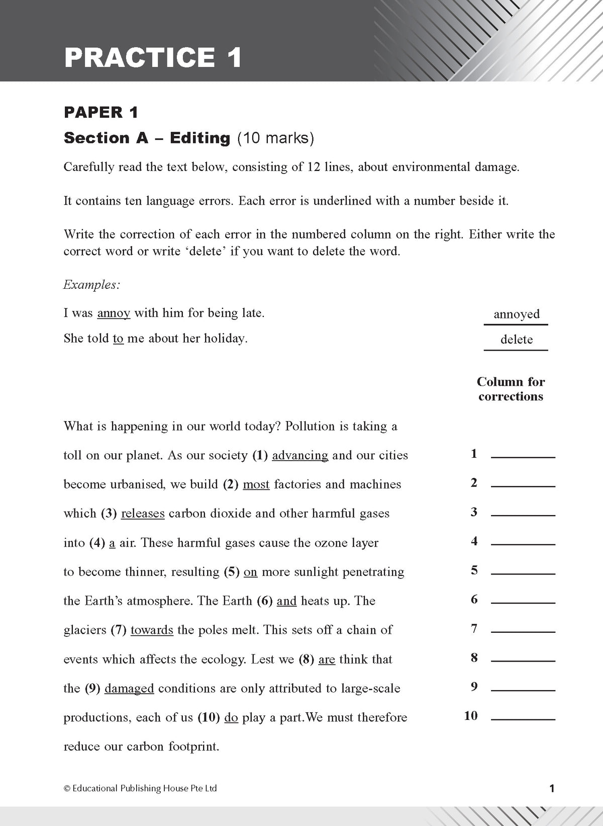 S2/G1 English Examination Practice
