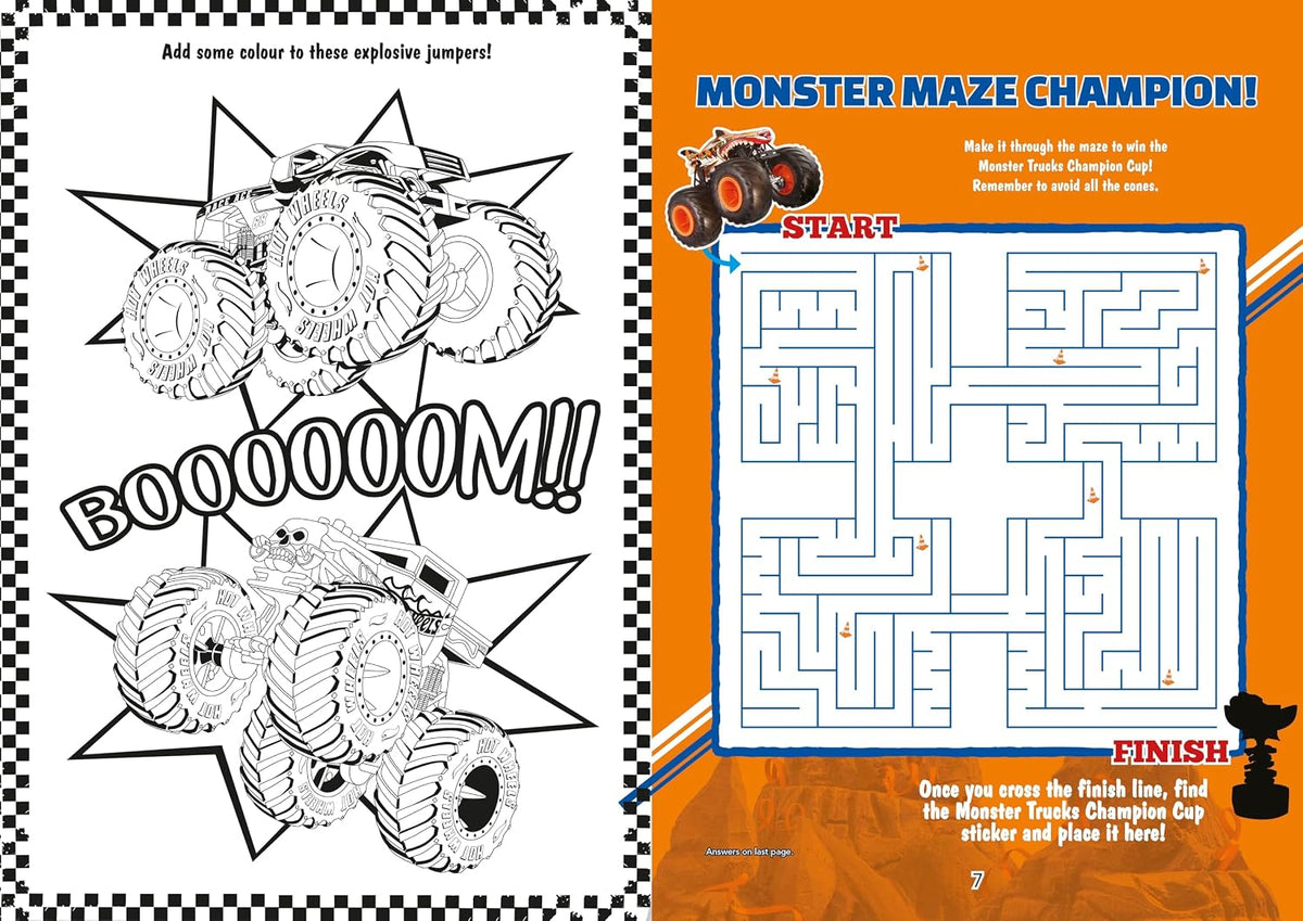 Hot Wheels: Monster Trucks: Smash and Crash!: A Sticker and Colouring Activity Book (Paperback)