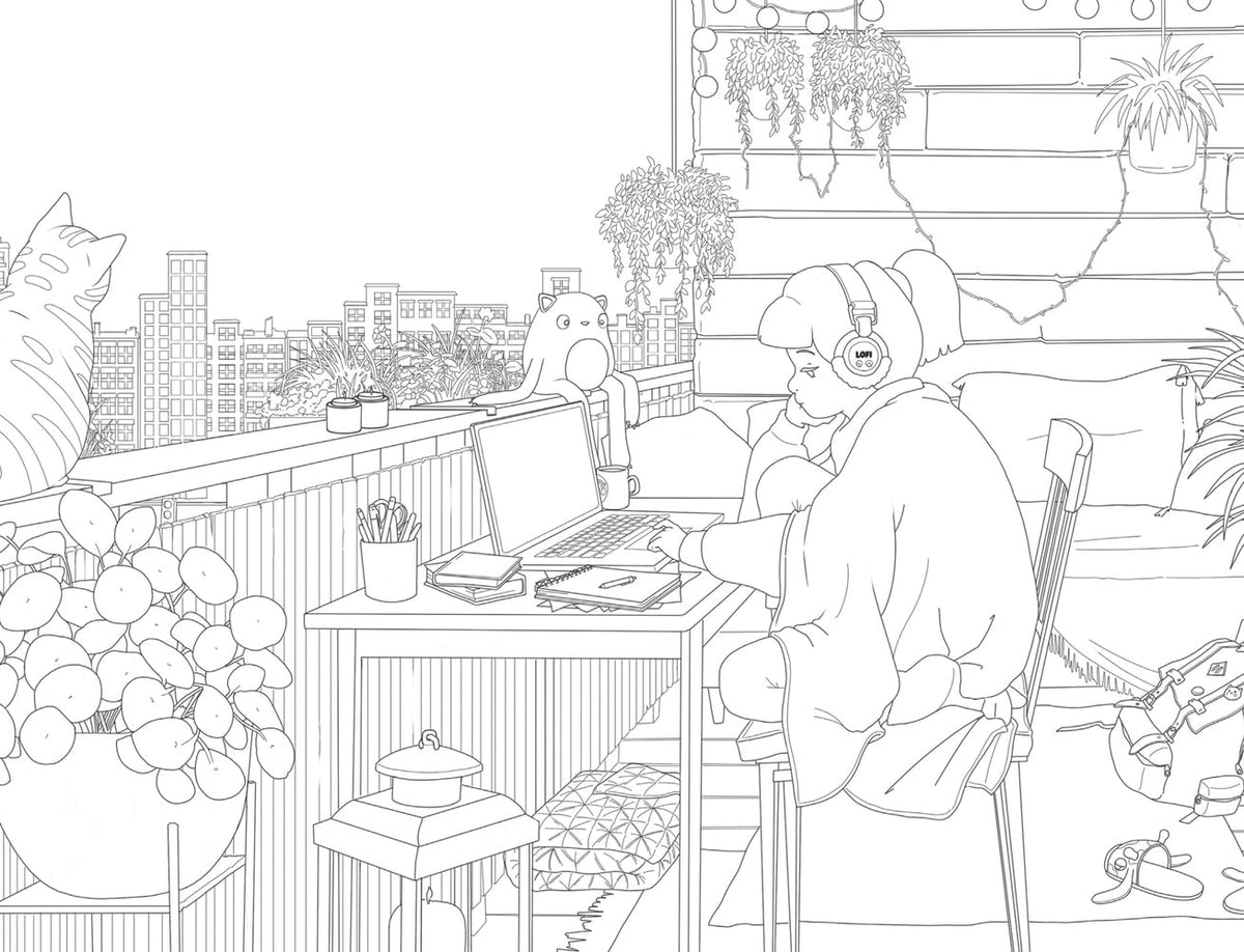 Lofi Girl Colors to Chill To: A Cozy Coloring Escape Paired with Curated Playlists (Lofi Girl Creative Escapes) Paperback