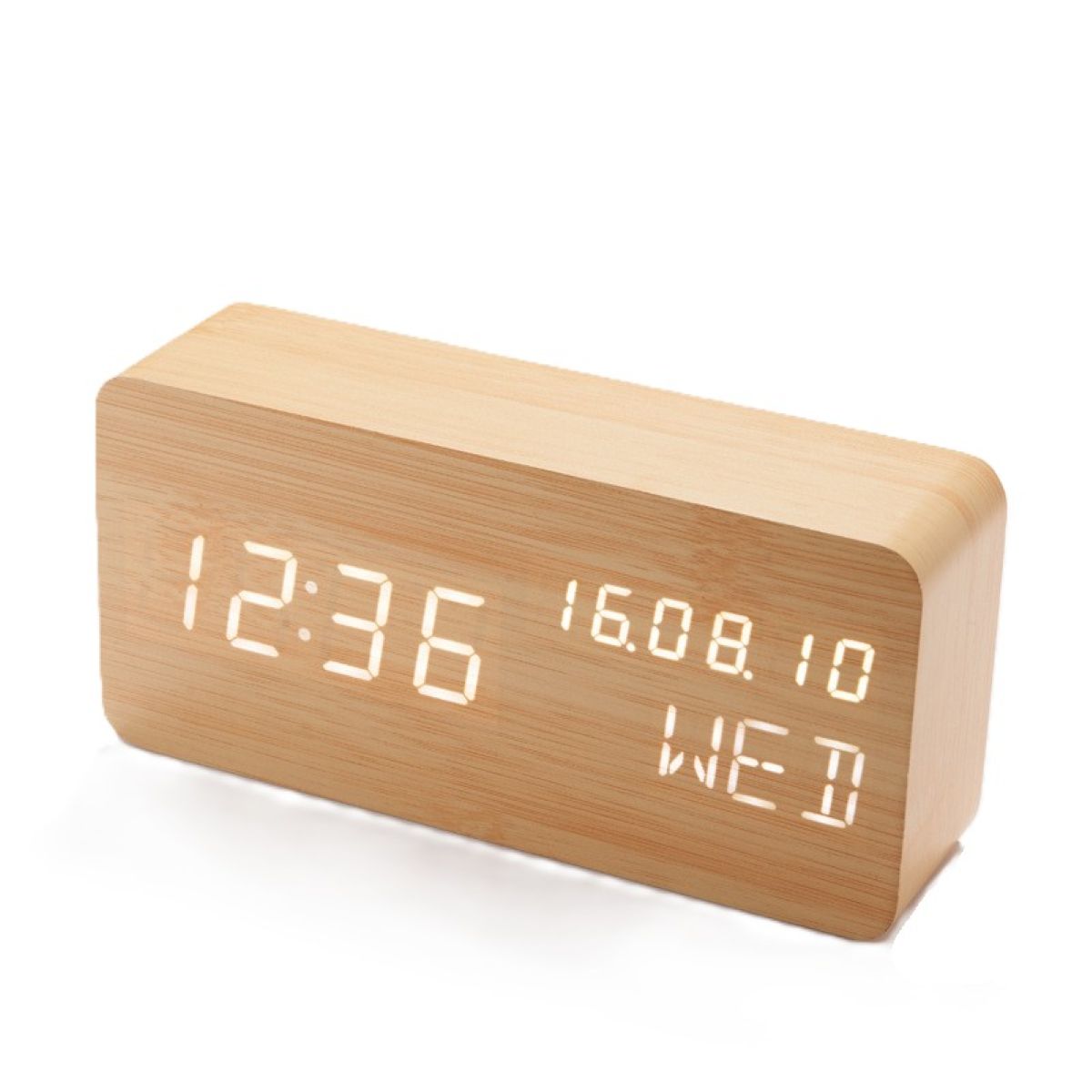 Wooden USB Rechargeable Digital Clock 016