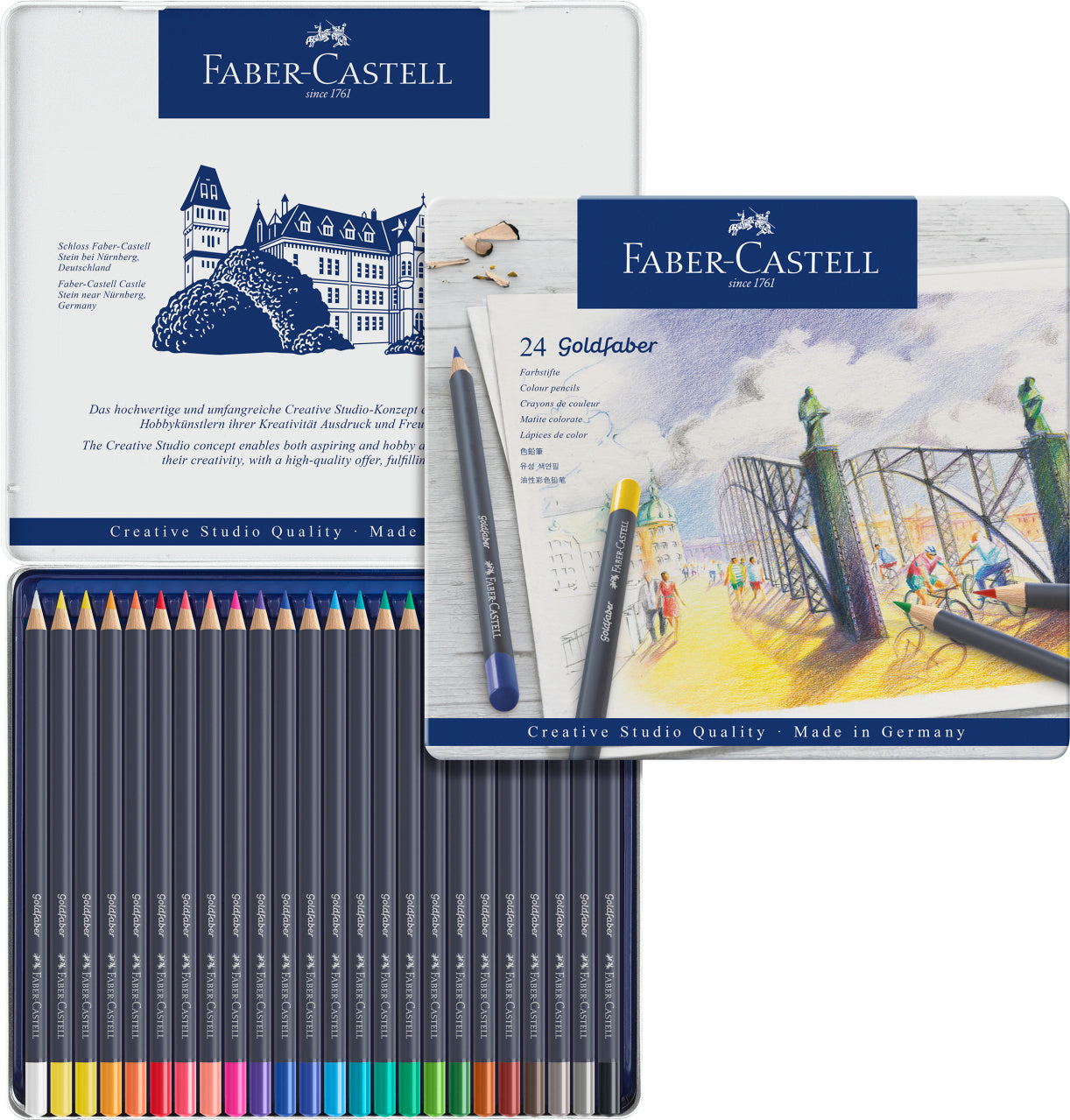Faber-Castell Goldfaber Colour Pencils in Tin, 24 Colours-114724