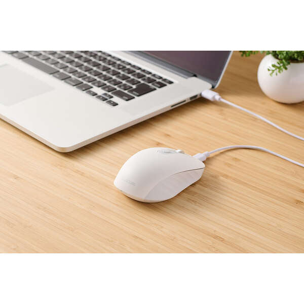 Elecom M-MY35MBSWH 6-Button Silent Mouse – Dual-Mode BT/Wireless, Rechargeable - White