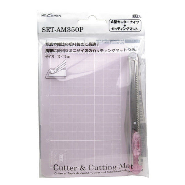 NT Cutter + Mini-Cutting Mat Set Pink