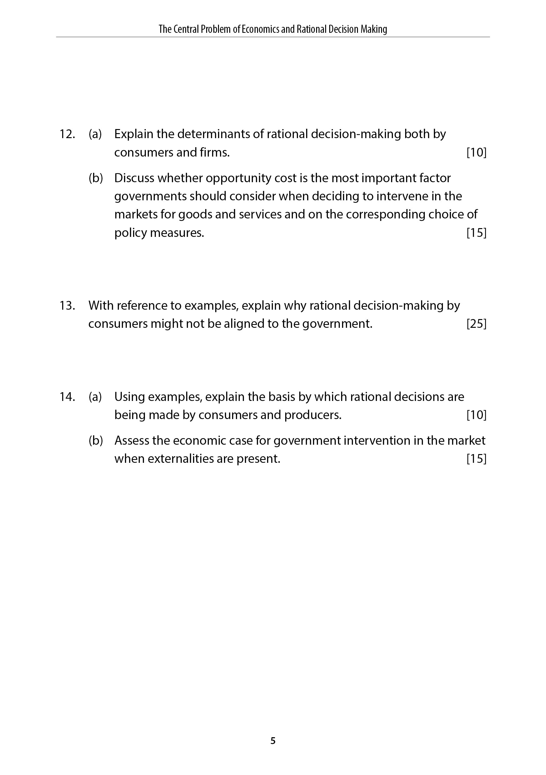 AL ECONOMICS ESSAY QUESTION FOR PRACTICE