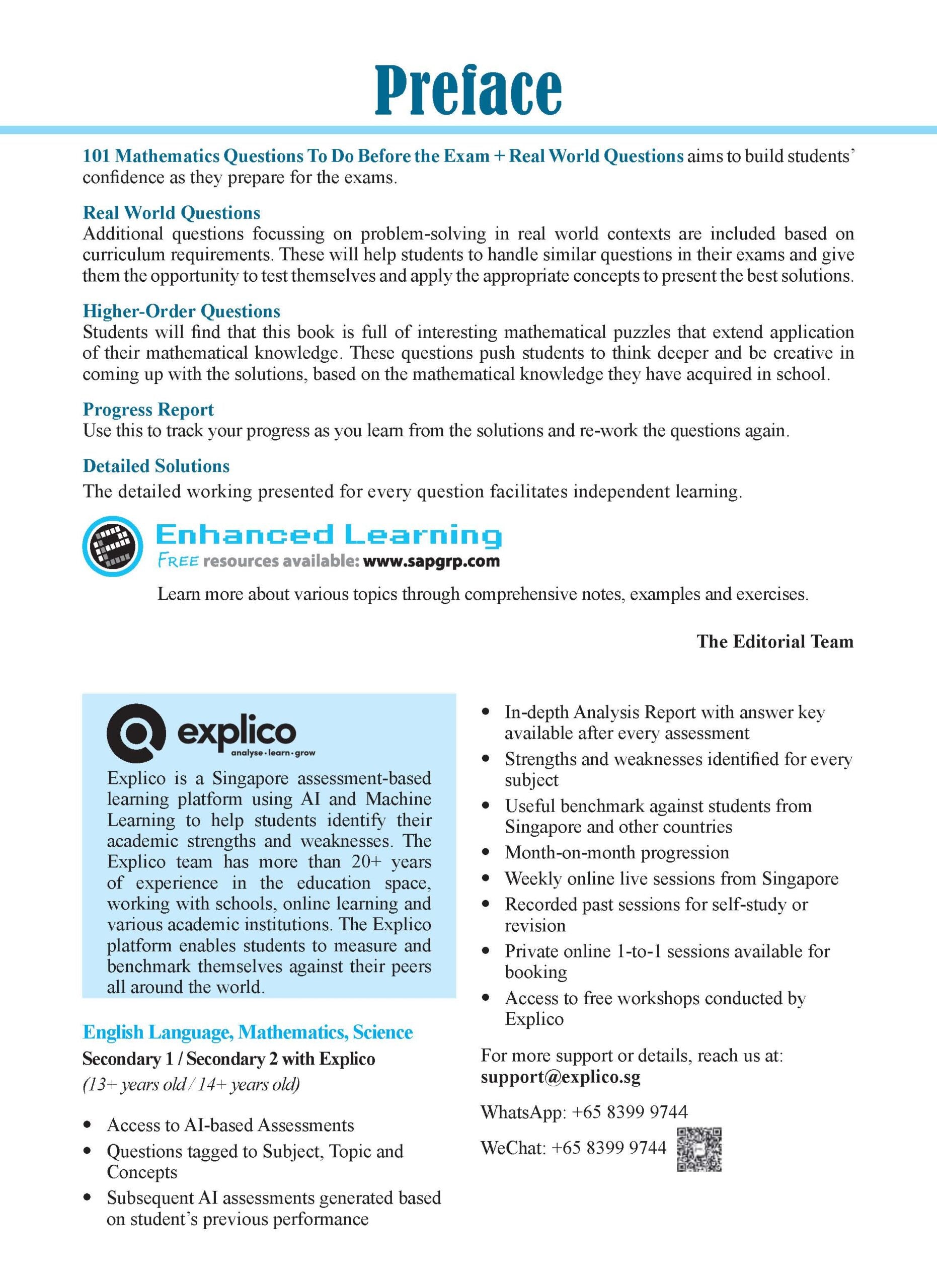 Secondary 2 - 101 Mathematics Questions To Do Before The Exam + Real World Questions  -2nd Edition