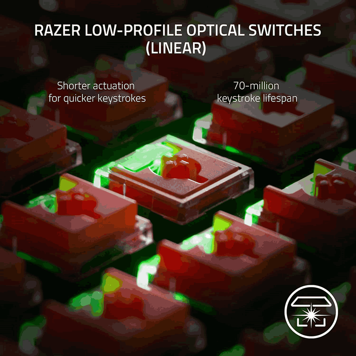 Razer DeathStalker V2 Pro Wireless Low Profile Optical Gaming Keyboard (Linear Red Switch)