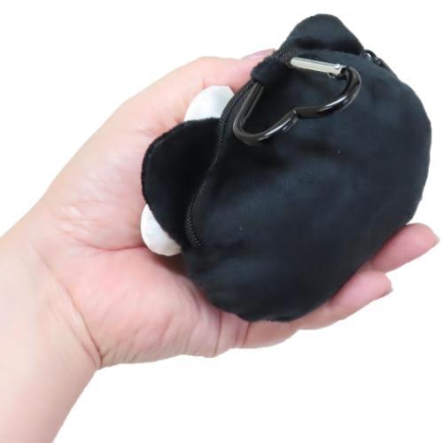 Sanrio Monochrome Hello Kitty Plush Zipper Mascot Pouch With Carabiner