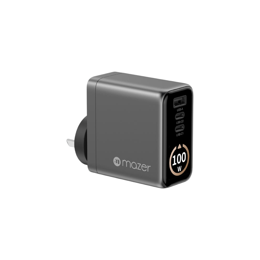 Mazer AiPrestigeGaN 100W Gan Wall Charger Ai Display - Black Grey