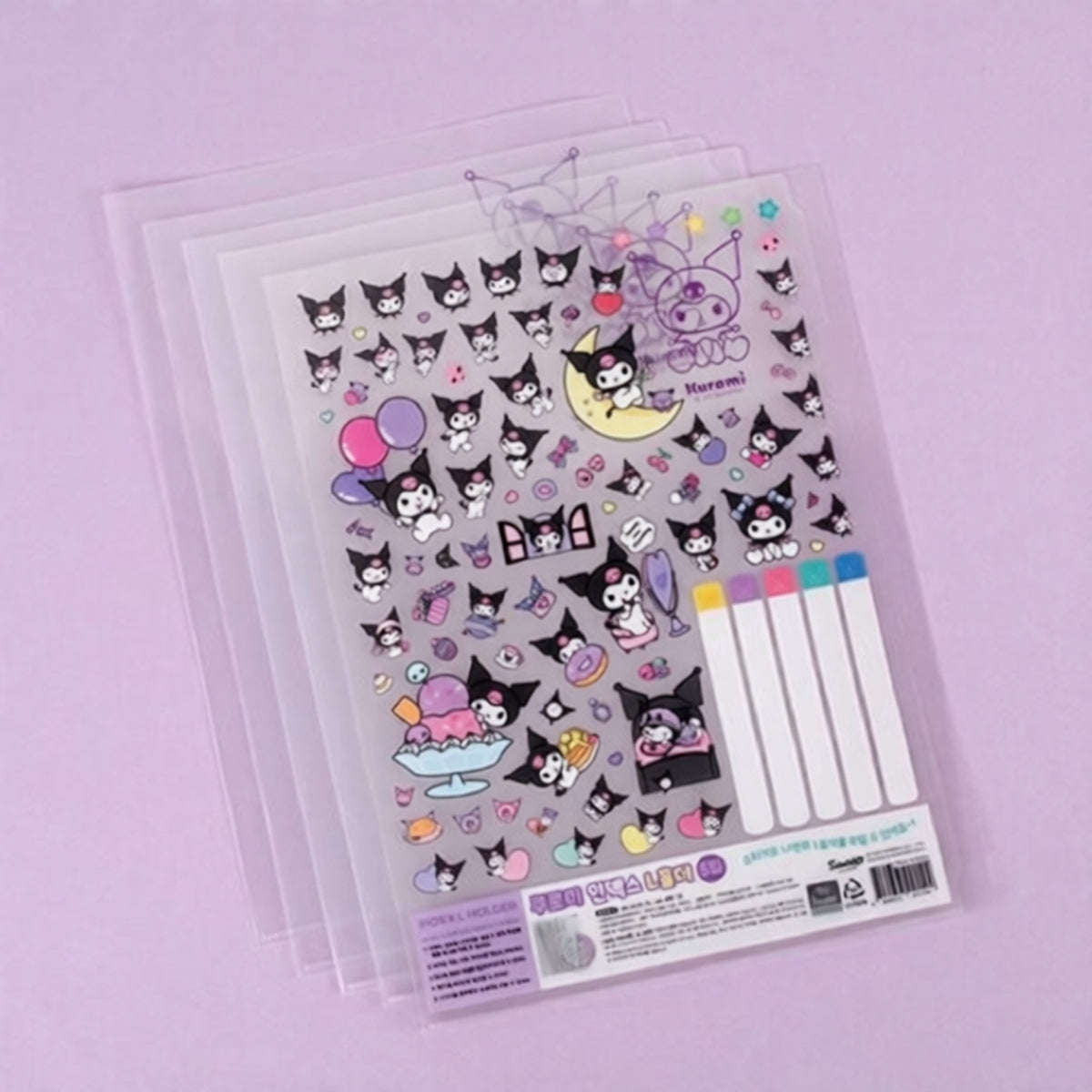 Sanrio Kuromi Index L-Shape Folder Set with Sticker