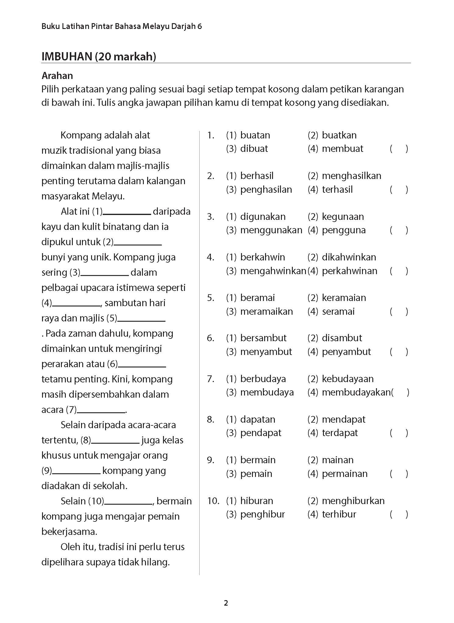 Buku Latihan Pintar Bahasa Melayu Darjah 6