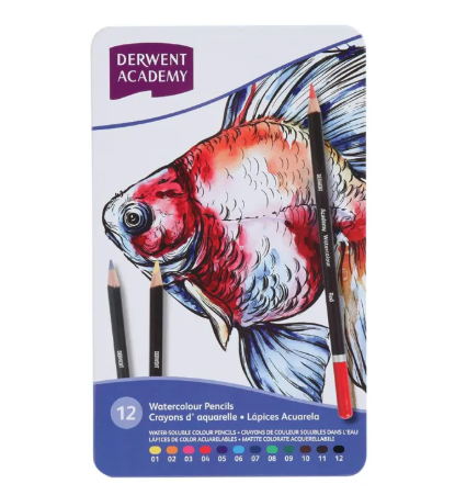Derwent Academy Watercolour Pencils (12) Tin