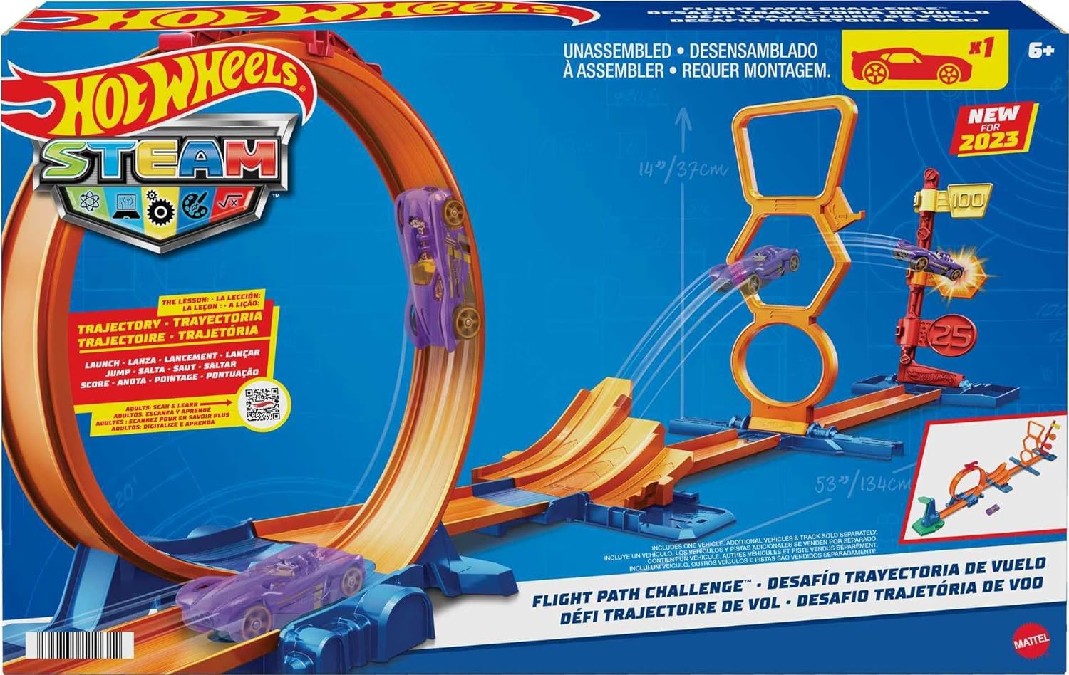 MATTEL HOT WHEELS STEAM SCIENCE OF TRAJECTORY FLIGHT PATH CHALLENGE PLAYSET