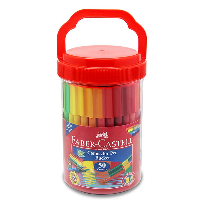 Faber-Castell Connector Pen Colour Marker Pen in Bucket, Set of 50-111500-50