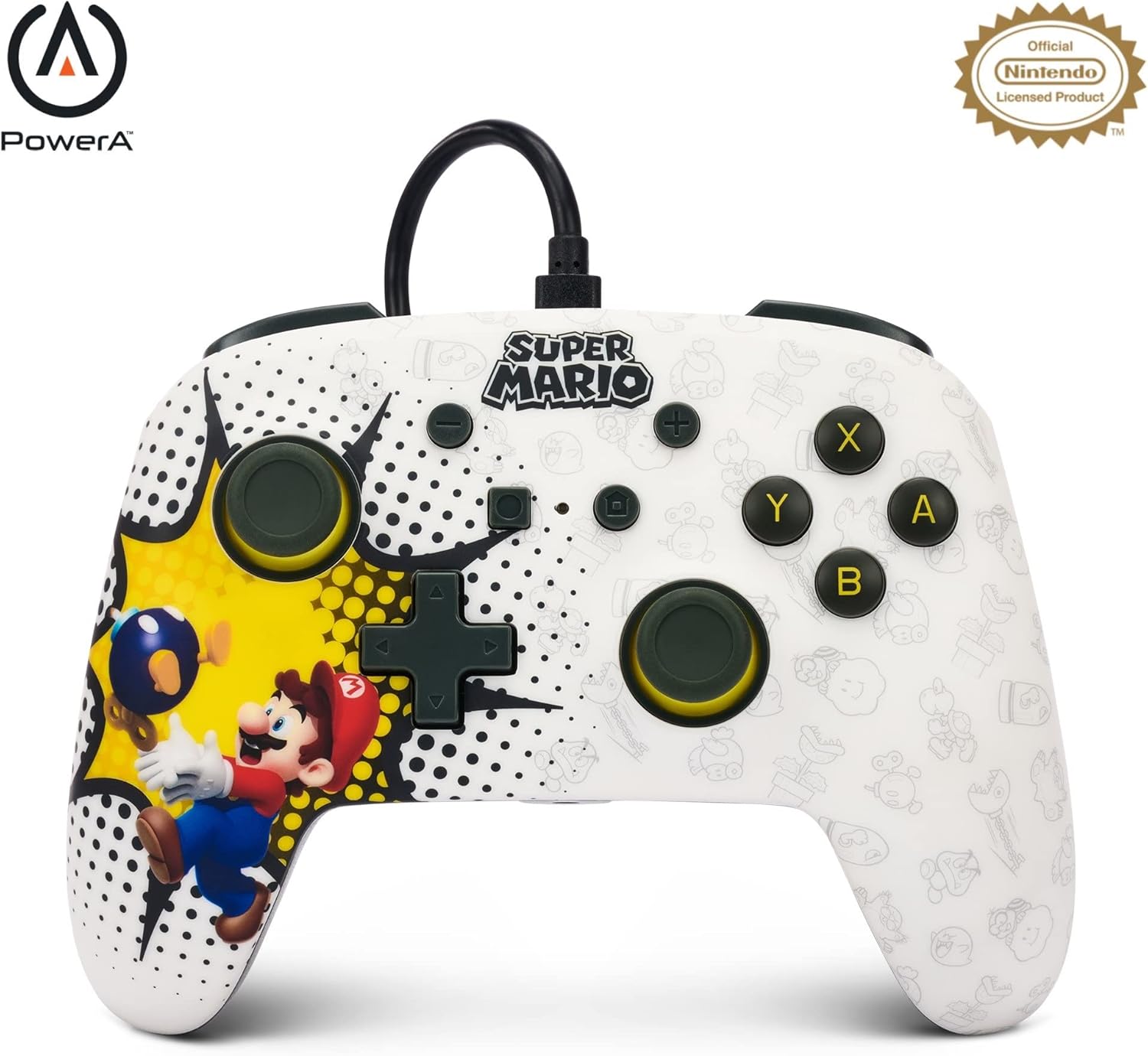 PowerA Enhanced Wired Controller for Nintendo Switch - Bob-omb Blast (Officially Licensed)