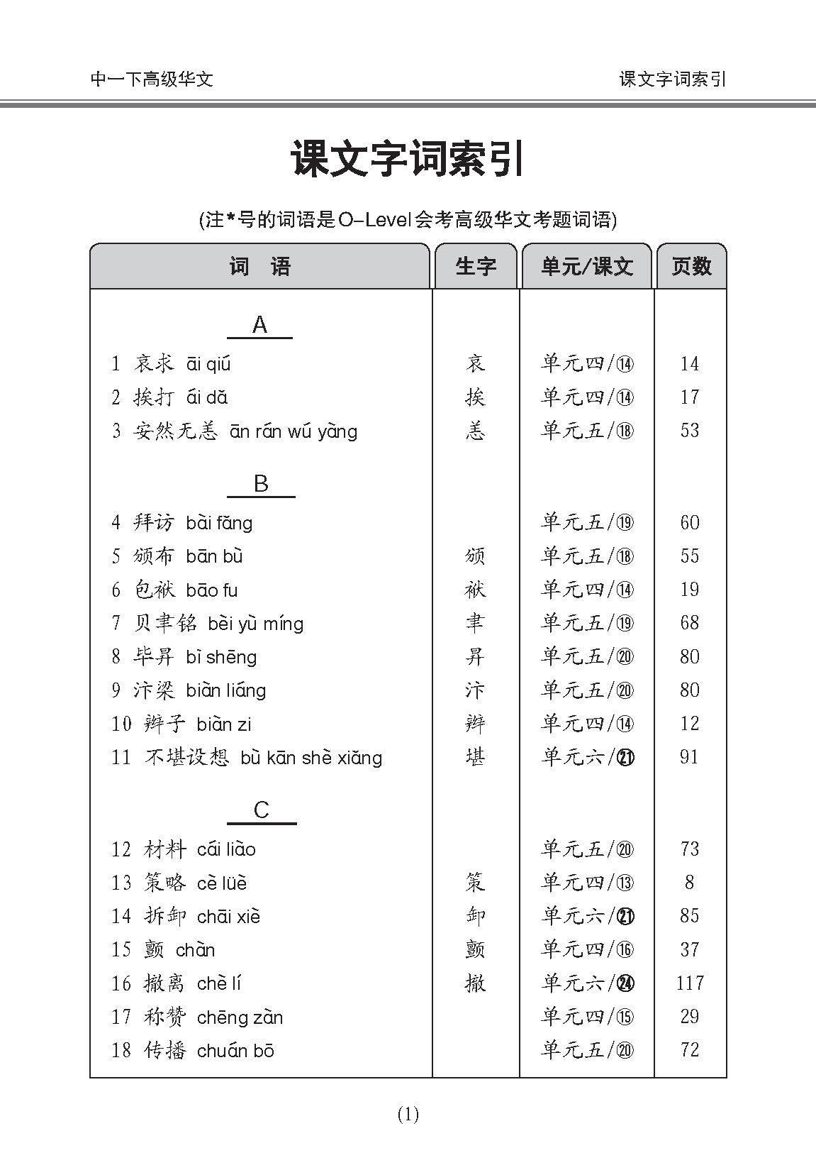 Secondary 1B [Higher Chinese] Handbook Of Vocabulary