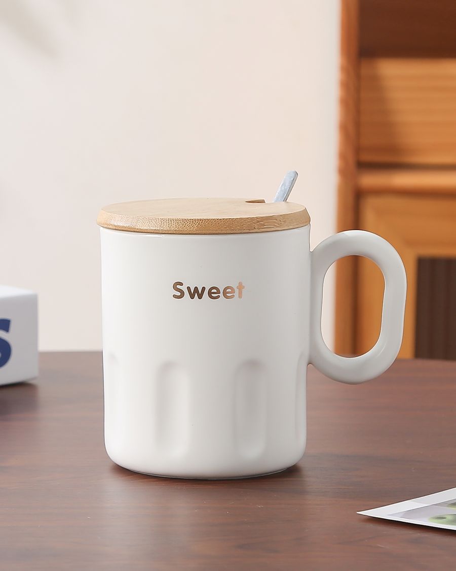  CERAMIC MUG WHITE W LID Y1314