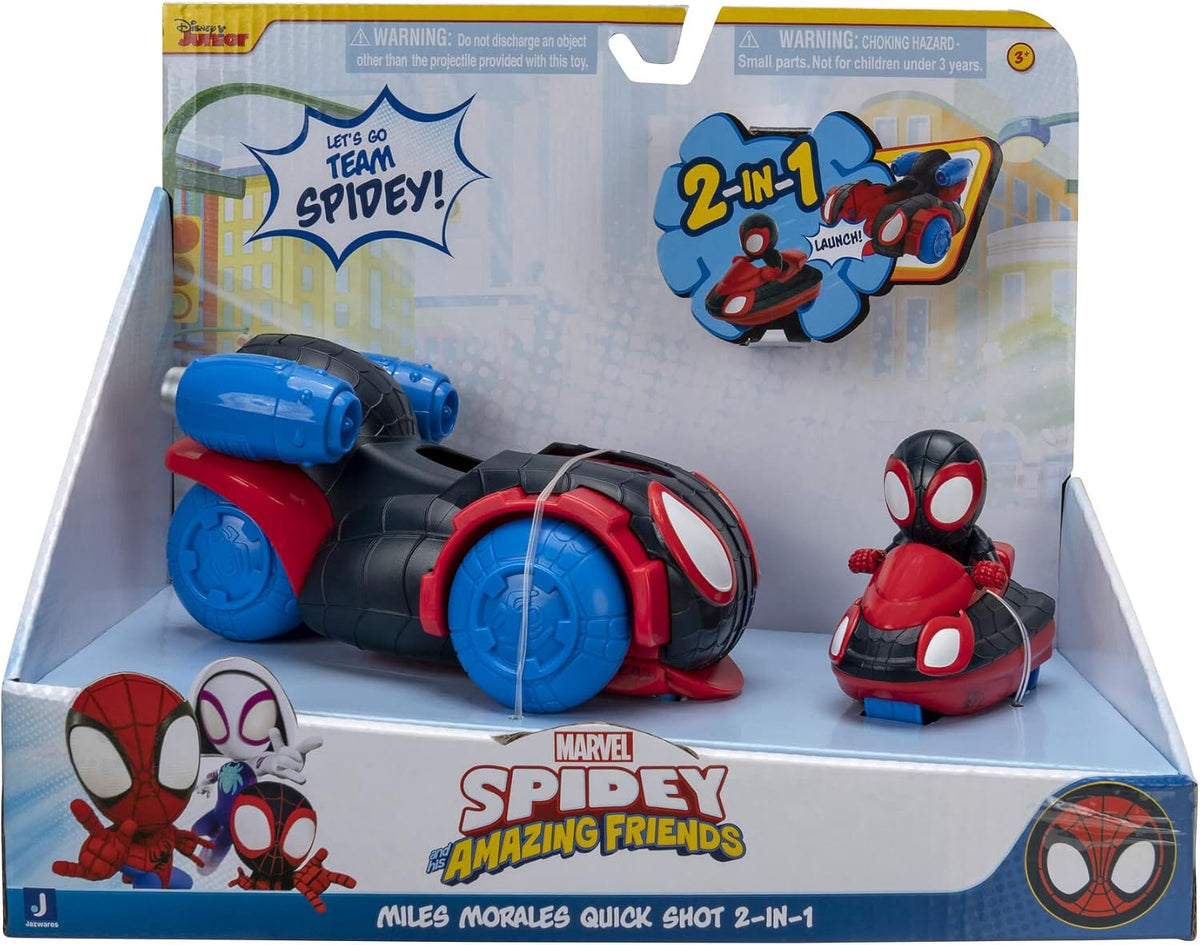MARVEL SPIDEY AND HIS AMAZING FRIEND SMILES MORALES QUICK SHOT 2IN1 FEATURE VEHICLE