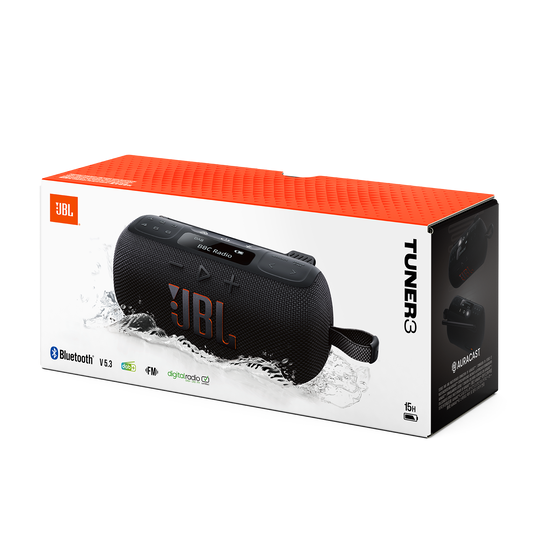 JBL Tuner 3 Portable DAB/DAB+/FM Radio and Bluetooth Speaker with JBL Pro Sound and up to 15 hours of Battery - Life
