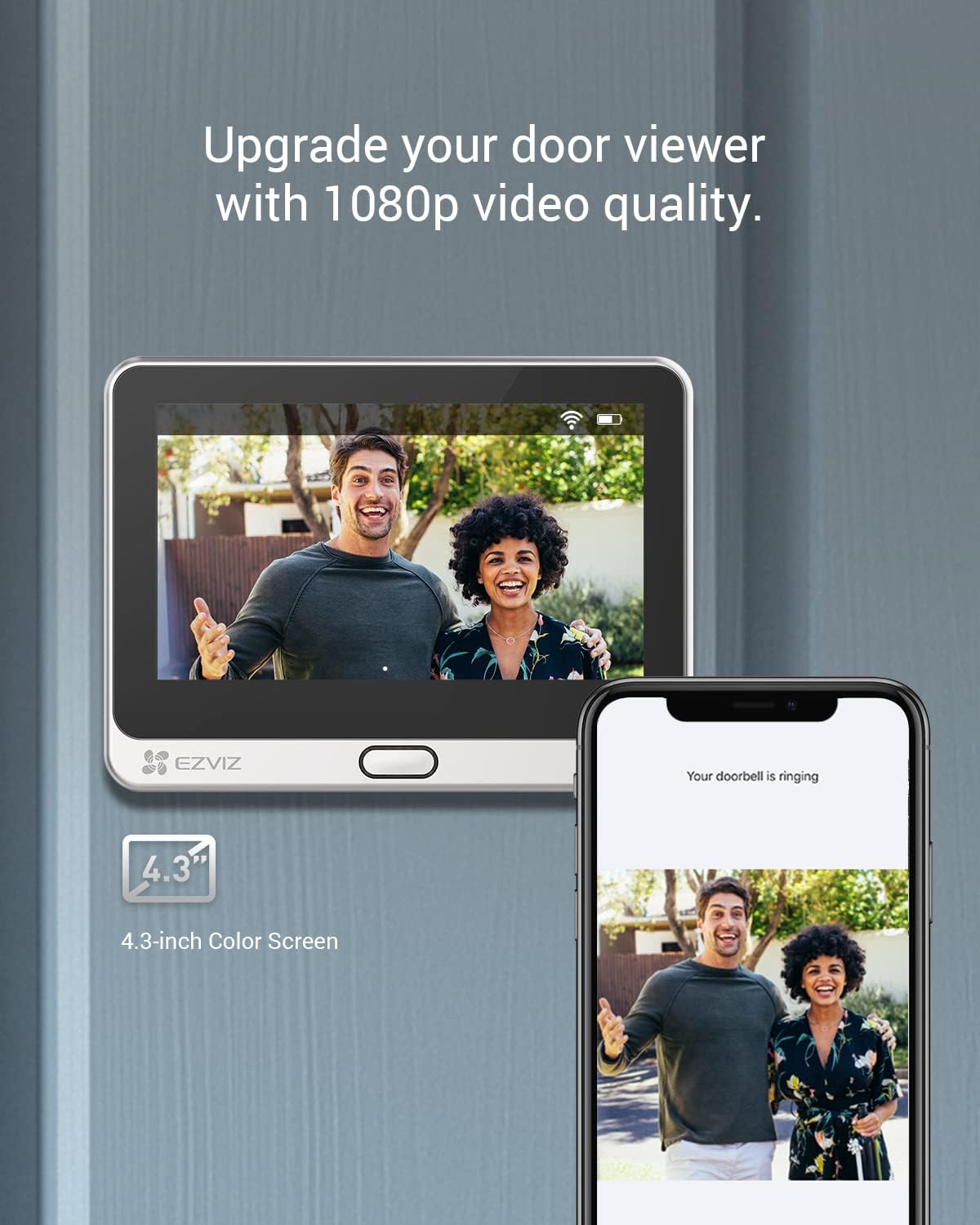 EZVIZ Wireless Video Doorbell Camera, 1080P Doorviewer with 4.3