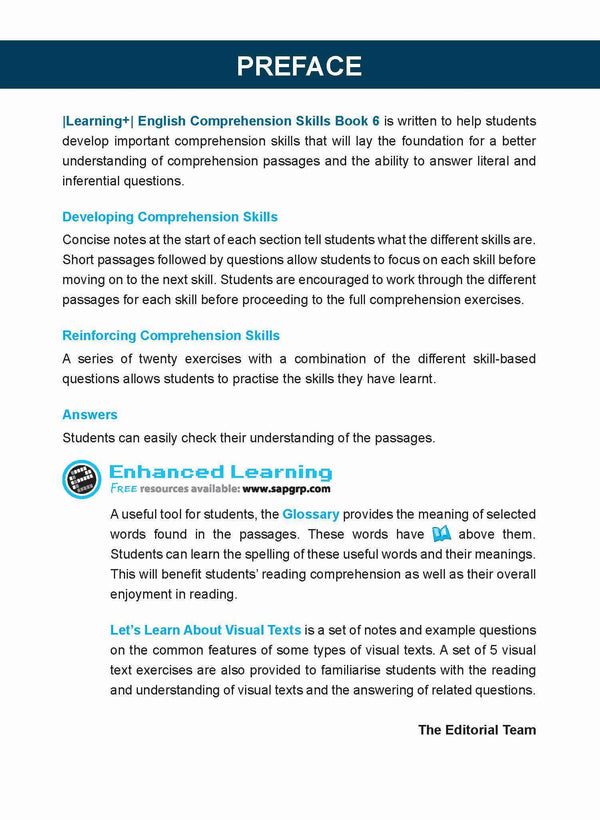 Primary 6 LEARNING+ ENGLISH COMPREHENSION SKILLS Book 6 - 4th Edition