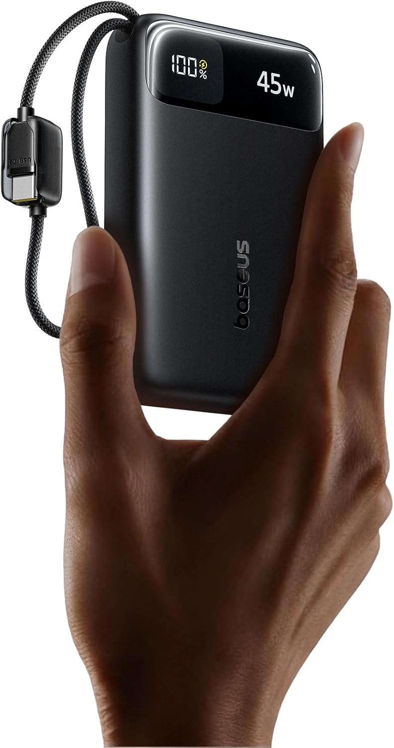 Baseus EnerFill FC31 20K 45W Power Bank with Built-in USB-C Cables - Black