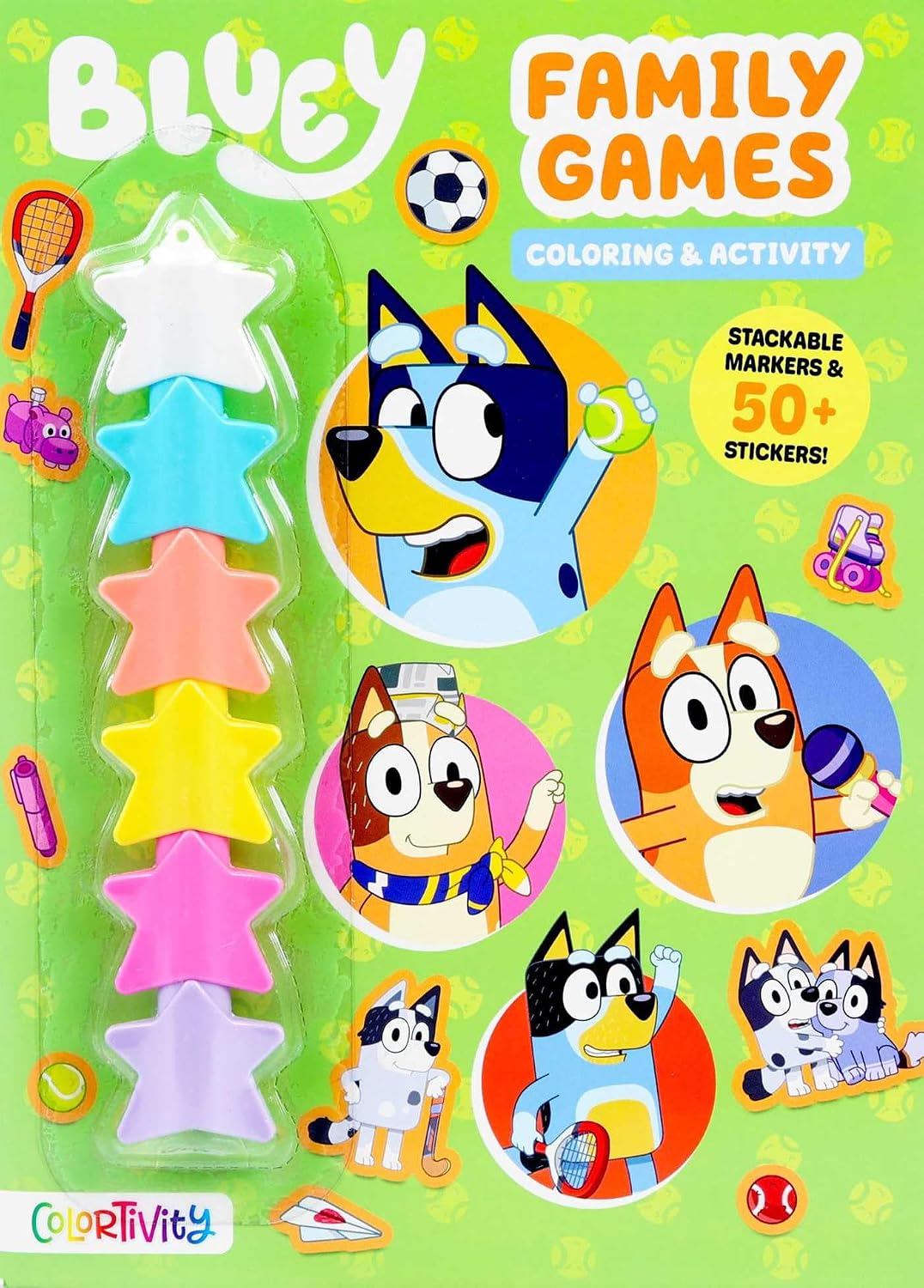 Bluey: Family Games: Coloring & Activity with Stackable Markers (Paperback)