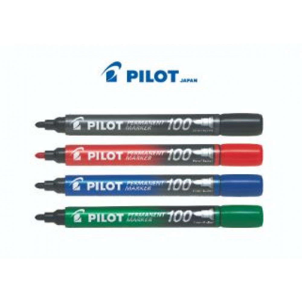 Pilot Permanent Marker 100 (bullet) Set Of 4, Assorted Colour