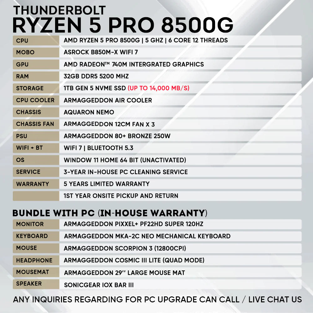 RYZEN 5 PRO 8500G High-Speed Home & Office PC