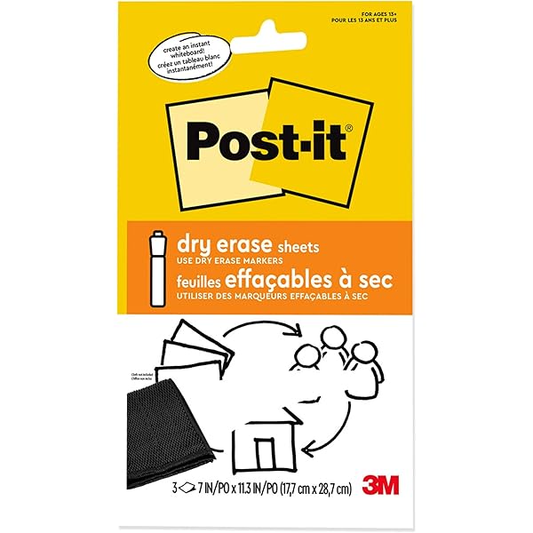 Post-it® Defsheets-3pk Dry Erase Sheets, 7x11.3"