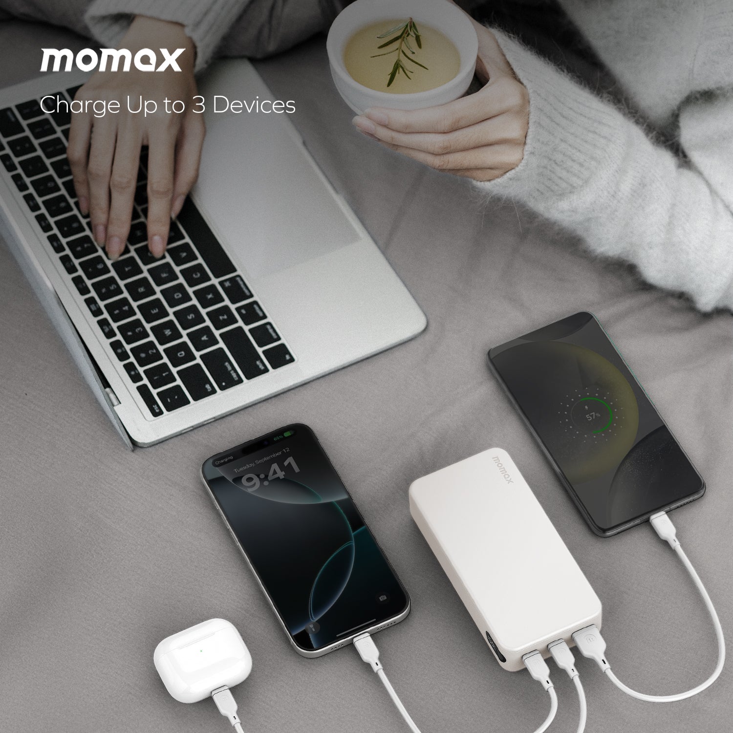 Momax IP156D 1-Power Vital 20,000mAh Battery Pack PD 22.5W - White
