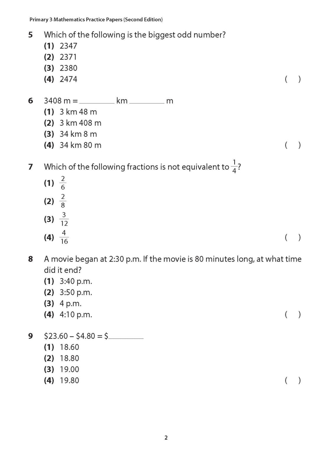 Primary 3 Mathematics Practice Papers (Second edition)