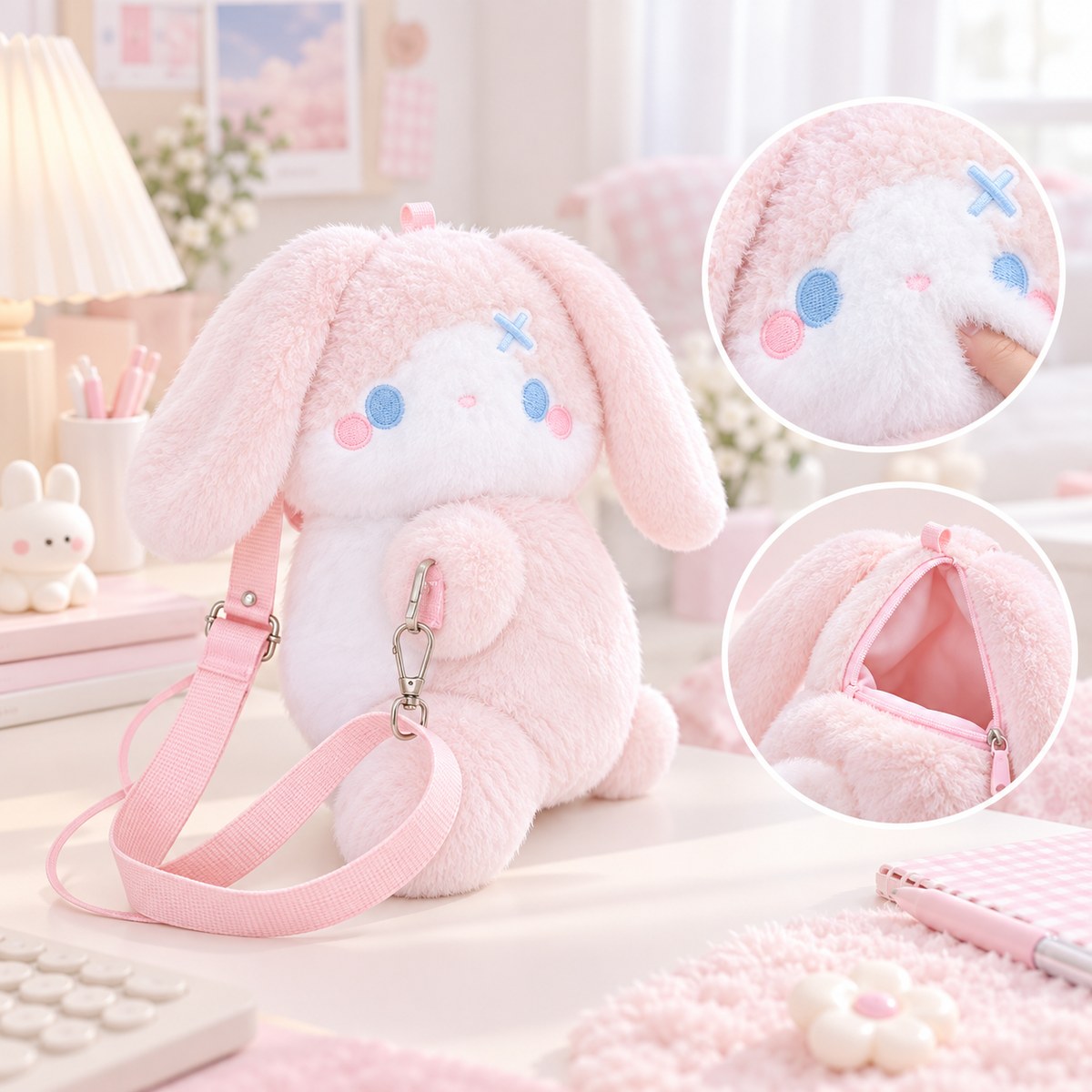  2-In-1 Plush Backpack & Sling Bag - Rabbit 