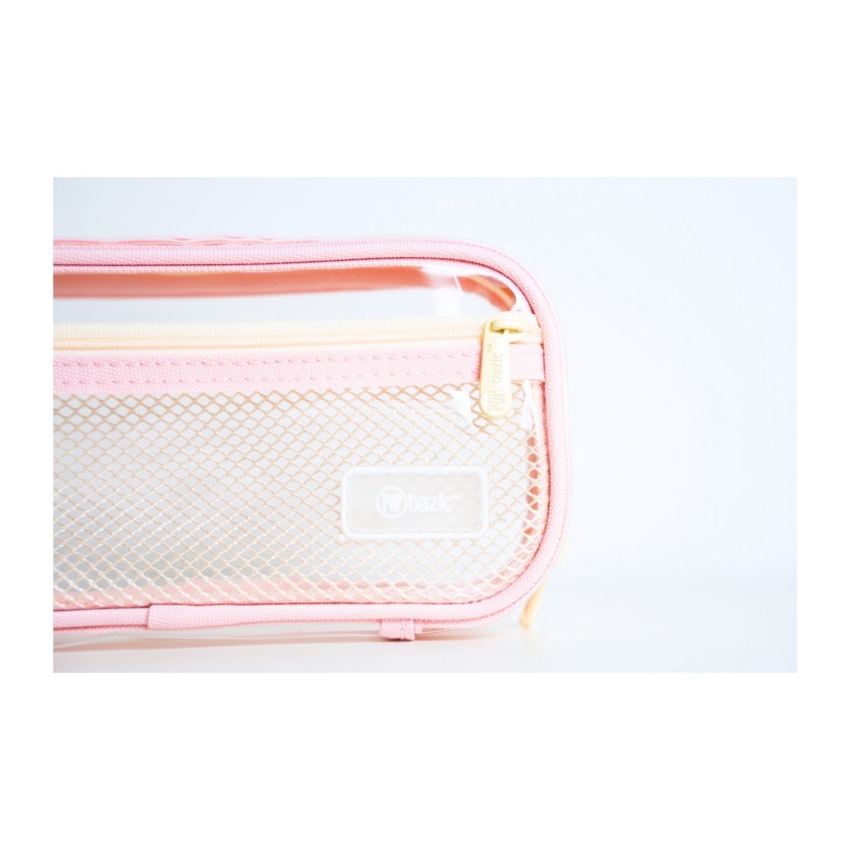 Pop Bazic Transparent Double Zip Pencil Bag (Pink) - PB-817QT- Pink