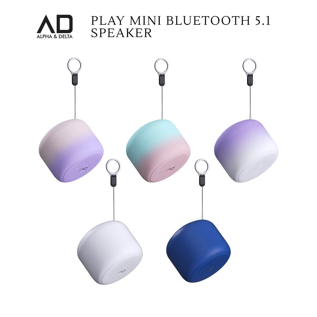 Alpha & Delta Play Mini Portable Bluetooth Speaker (White-Pink)